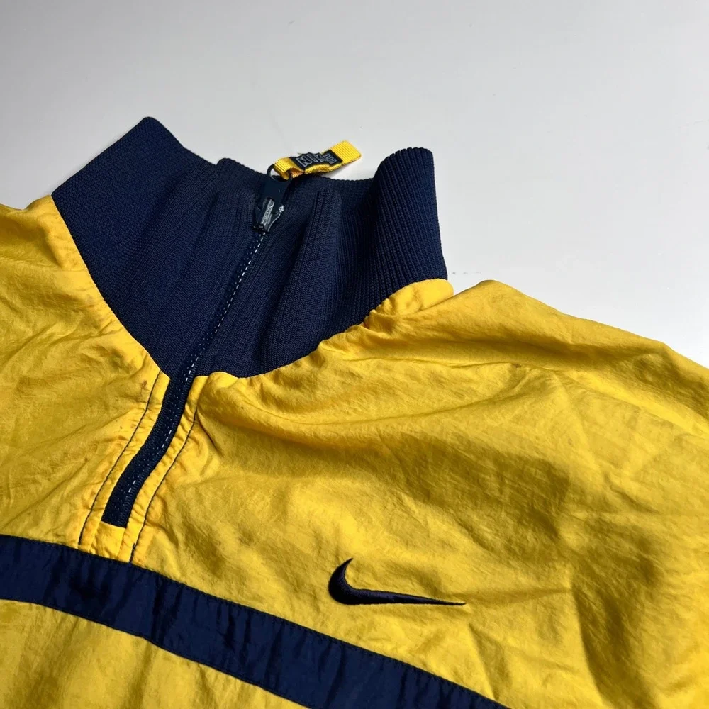 Vintage Nike Reversible Windbreaker Jacket Kids Large 14-16 Yellow Navy Blue Zip